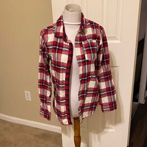 Cat and jack red and White Plaid flannel Button-Up Shirt